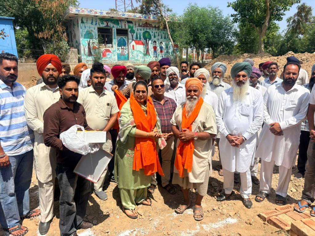 MLA Narinder Kaur Bharaj lays the foundation stone for a Health and Wellness Center to be built at a cost of approximately 30 lakh in village Fagguwal